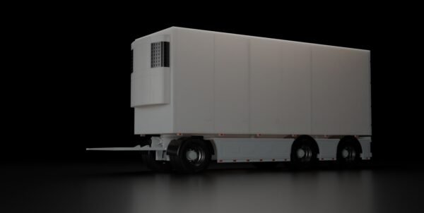 1/32 RC truck cooler trailer 3D printed model rear and side view