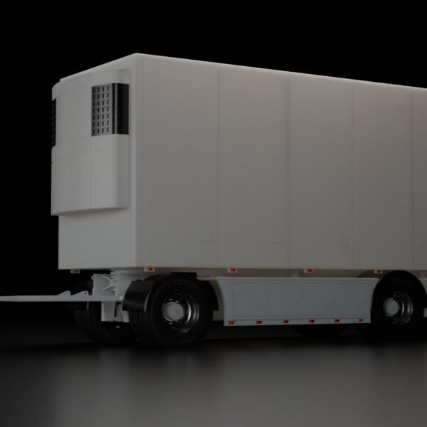 1/32 RC truck cooler trailer 3D printed model rear and side view