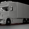 Scania T 3 axle cooler 1/32 RC truck 3D printed model front view