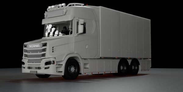 Scania T 3 axle cooler 1/32 RC truck 3D printed model front view