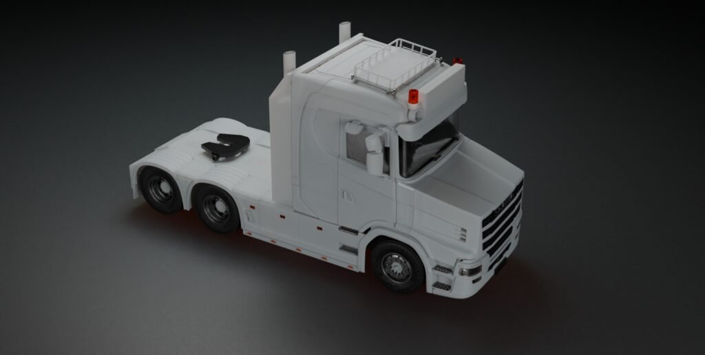 Side view Scania T 6x2 low hood DIY 3D printed RC truck model