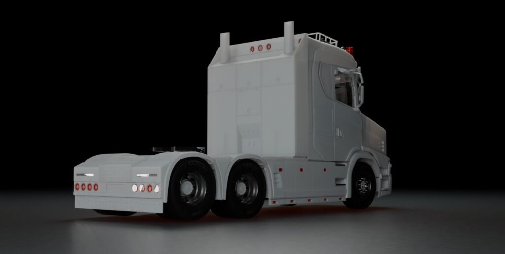 Detailed Scania T low hood cab and 6x2 chassis RC build