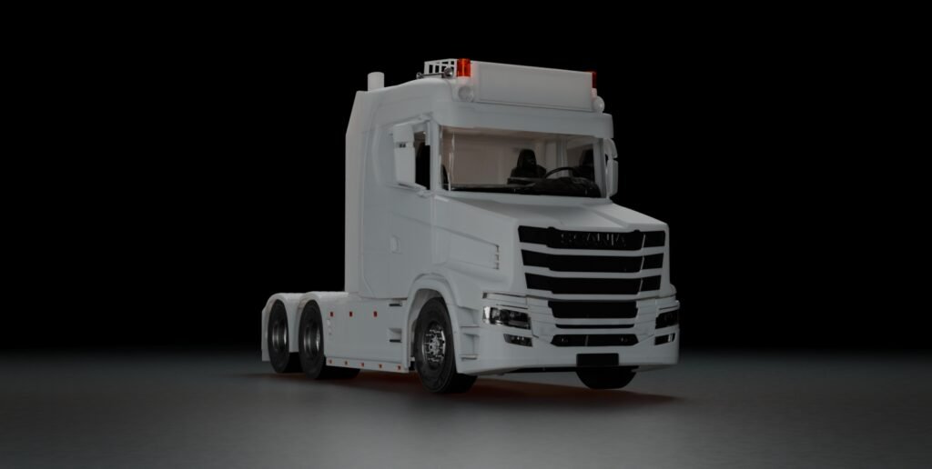 Scania T 6x2 low hood 1/32 RC truck 3D printed model front view