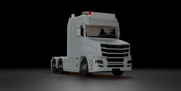 Scania T 6x2 low hood 1/32 RC truck 3D printed model front view