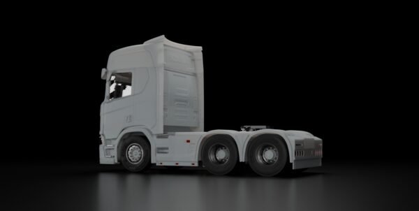 Detailed Scania R high roof cab with modified spoiler design RC build