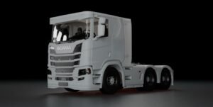 Scania R flat roof 3 axle 1/32 RC truck 3D printed model front view