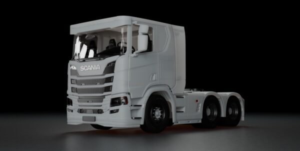 Scania R flat roof 3 axle 1/32 RC truck 3D printed model front view