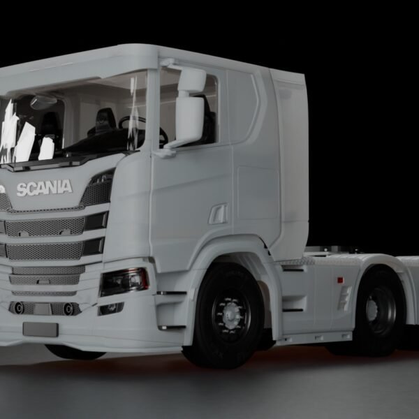 Scania R flat roof 3 axle 1/32 RC truck 3D printed model front view