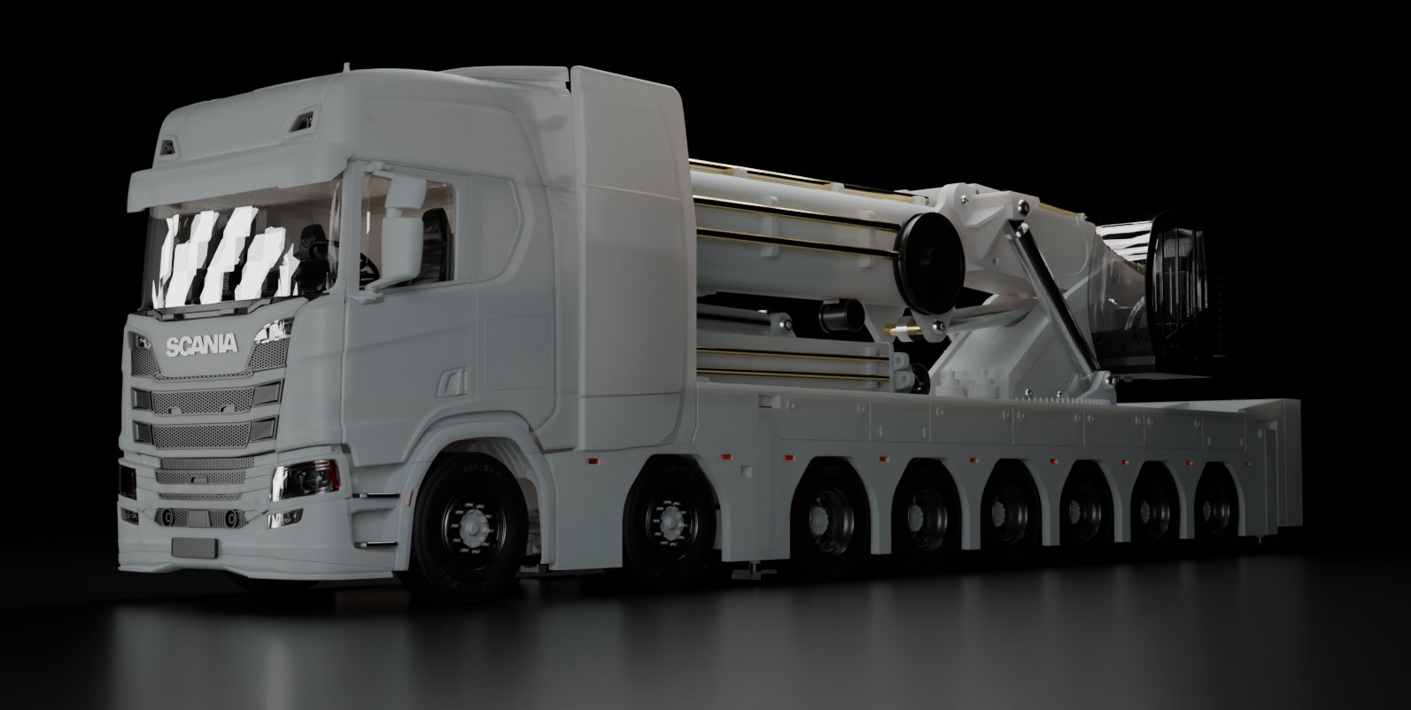 Scania Upplandskranar 8 axle 1/32 RC truck 3D printed model front view