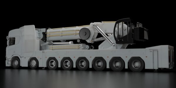 Detailed 8 axle Scania heavy duty RC truck chassis layout